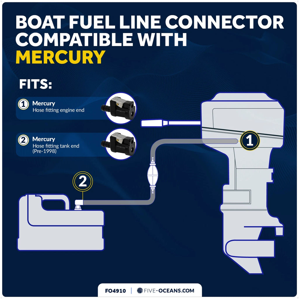 3/8" Barb Female Fuel Connector for Mercury Engine & Tank Pre-1998