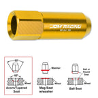 20Pc M12X1.5 Gold JDM Open End Aluminum Hex Lug Nuts + Spline Locks + Key