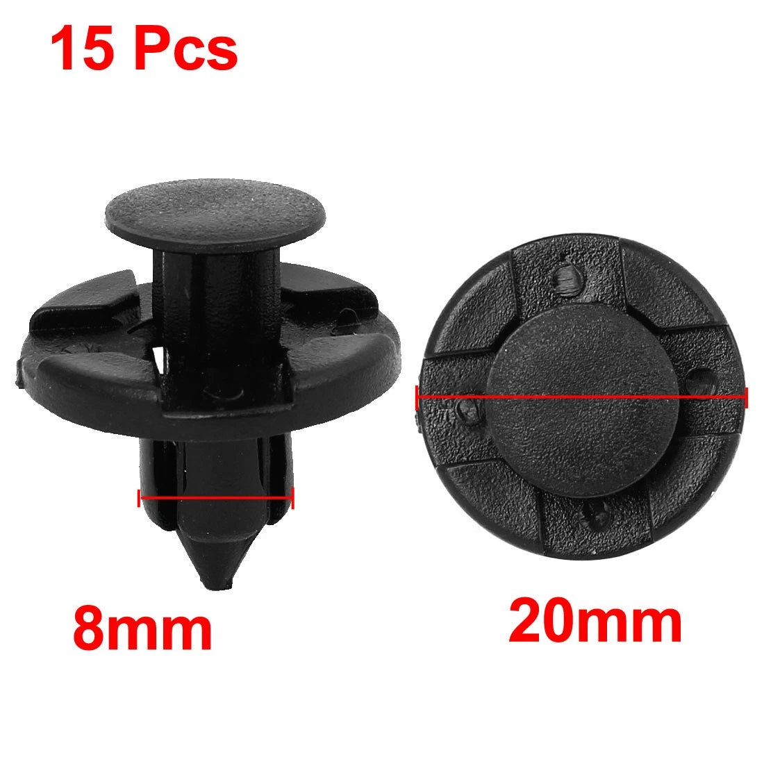 15 Pcs 8mm Hole Black Plastic Rivet Fender Bumper Clips for Nissan 