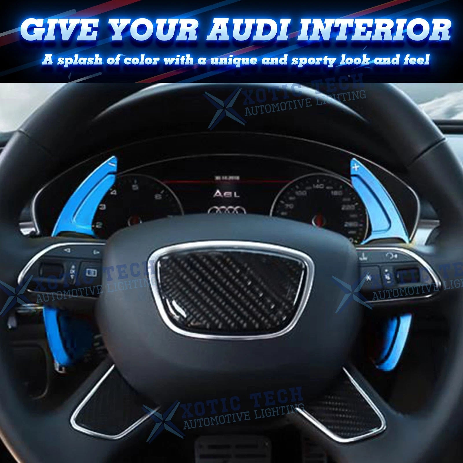 Red/Blue Steering Paddle Shift Extension Decor Trim for Audi (2017-2021)