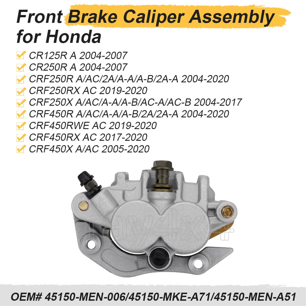 Front Brake Caliper w/ Pads for Honda CRF450X (2005–2020) CRF250X (2004–2017)