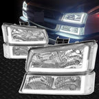 Set of 2 Headlights for Chevy Silverado Avalanche (2003–2007) Chrome with LED DRL