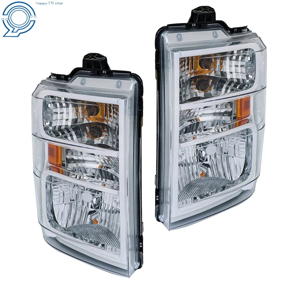 Set of 2 Halogen Headlights Assembly for Ford E150-E650 (2008-2014) Chrome