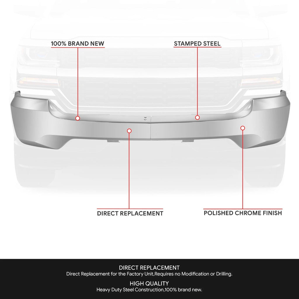 Chrome Front Bumper for Chevrolet Silverado 1500 LD (2016–2019)