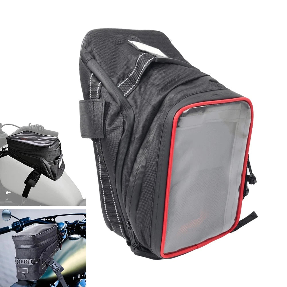 Universal Motorcycle Tank Bag with Strap for Harley, Honda (Fits Most Models)