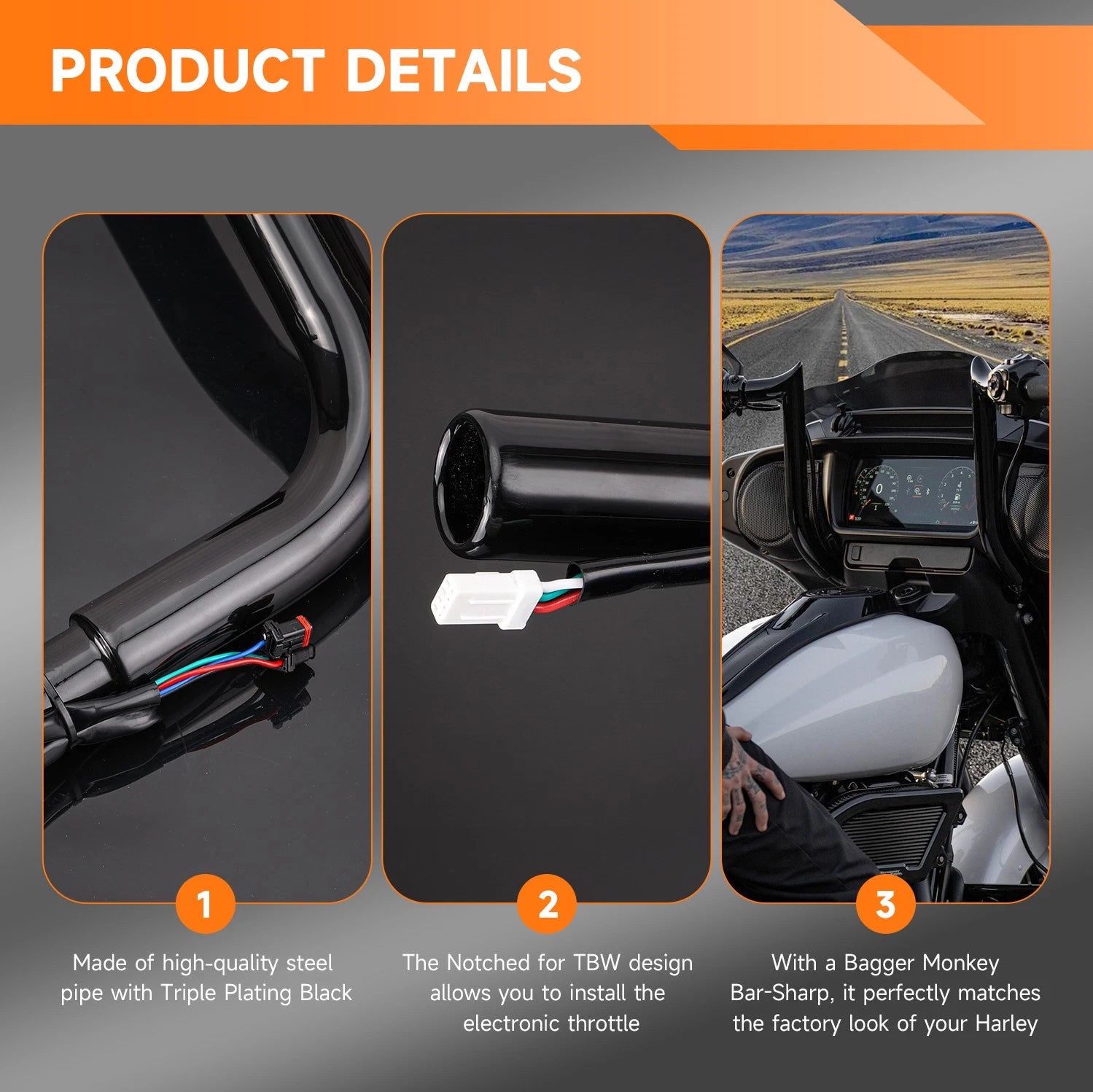 Pre-Wired 12" Meathook Handlebars for Harley Electra Glide Ultra Classic (2014–2023)