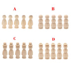 5pcs Wooden Peg Dolls for DIY Craft Wedding Ornament Cake Topper
