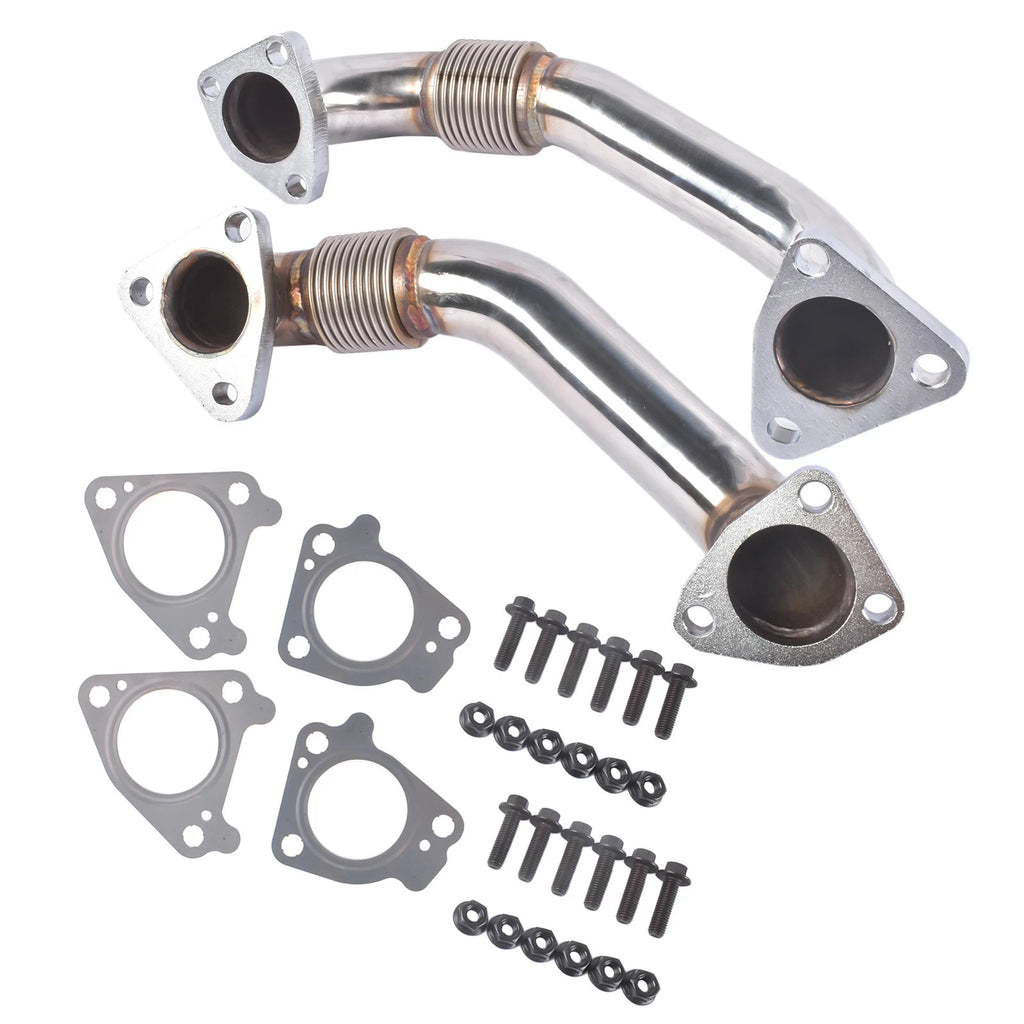 2Pcs Up Pipes Kit with Gaskets for GMC Sierra, Chevy Silverado 3500 (2001-2004)