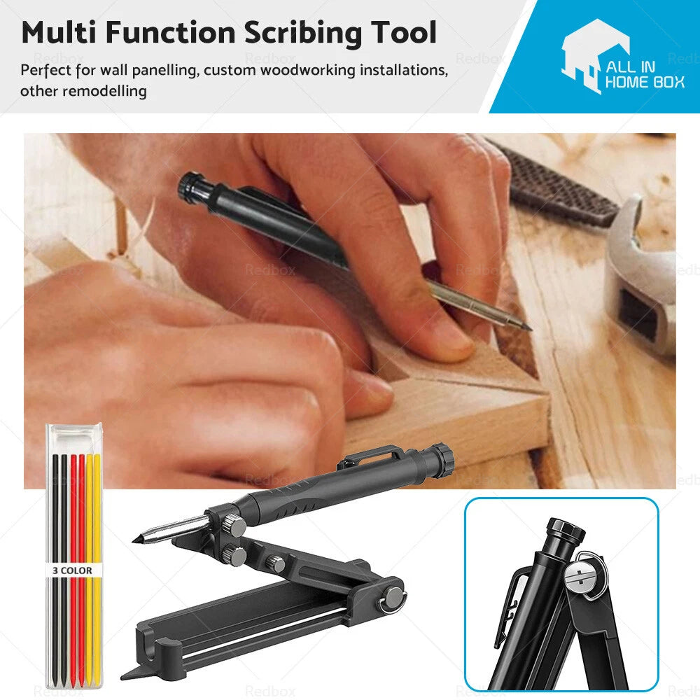 Multi-function scribing tool for woodworking with 6 pencils