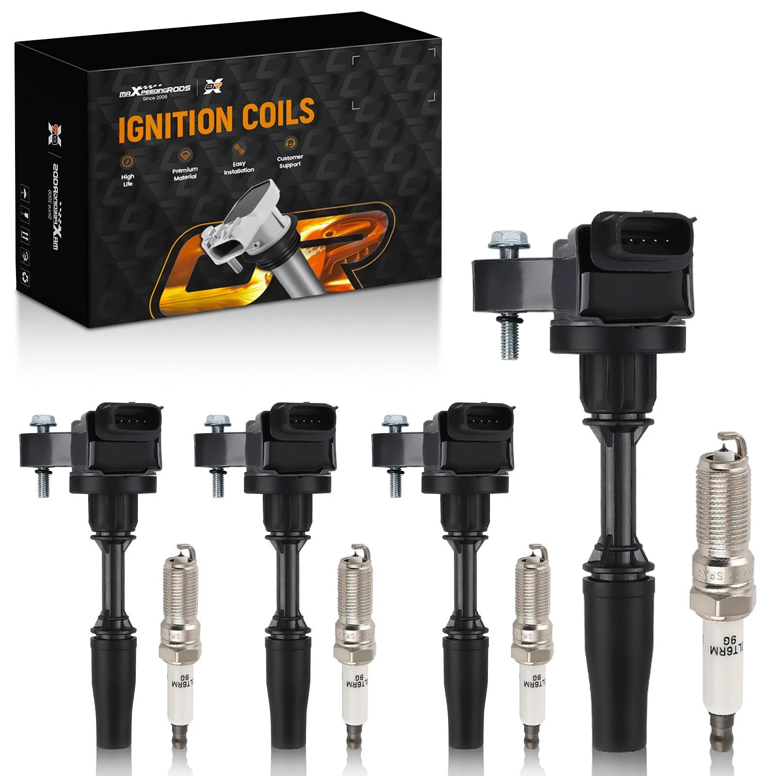 Set of 4 Ignition Coils & Iridium Plugs for Chevy Equinox 2.0L GMC Terrain