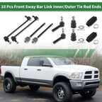 10 x Front Suspension Kit Tie Rod Ends & Sway Bar Links for Dodge Caravan (01-07)