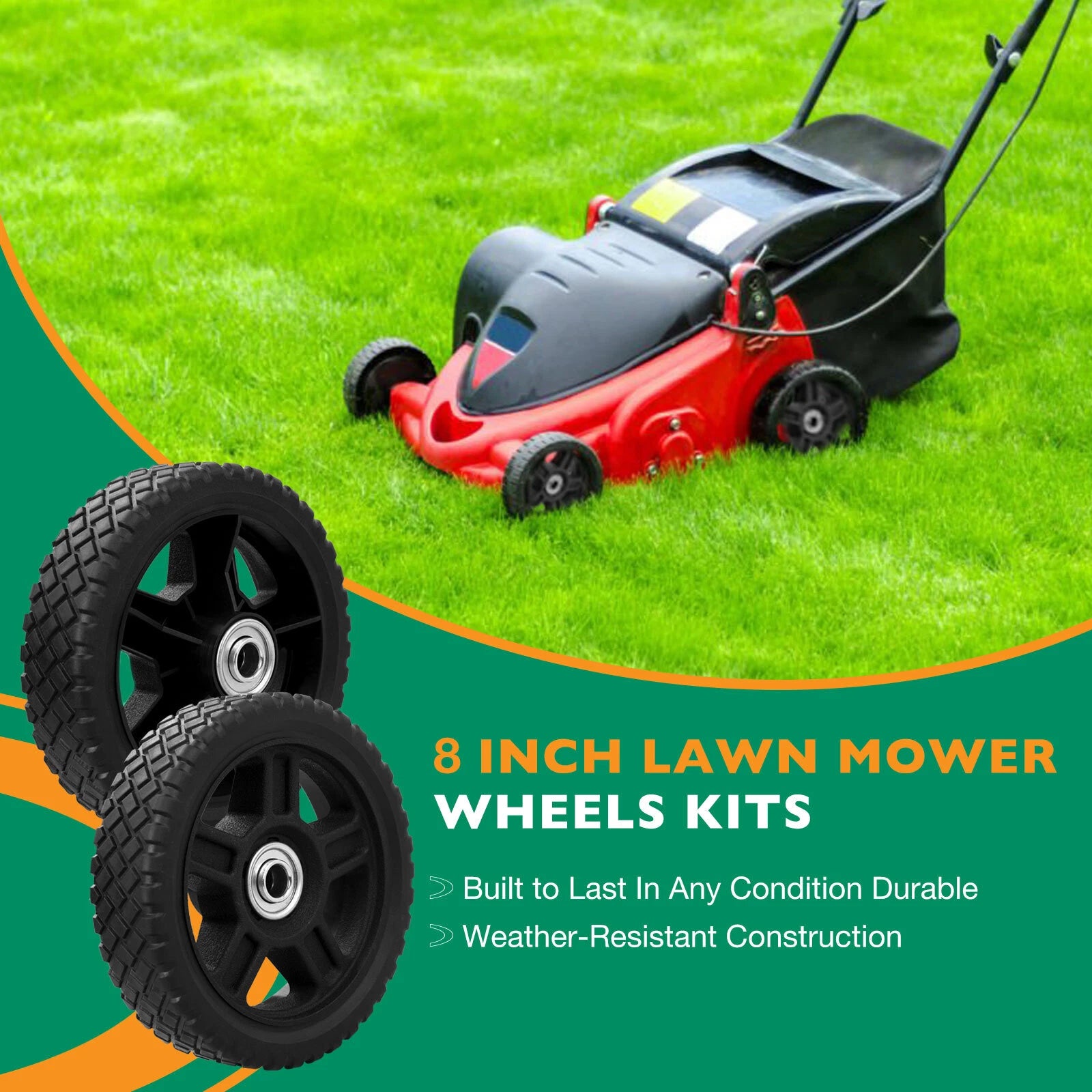 2X 10" Plastic Wheels for Craftsman Mower