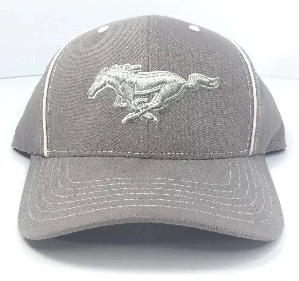 Ford Mustang Licensed Hat Cap Gray with White Pony Grill Emblem (2005–2024)