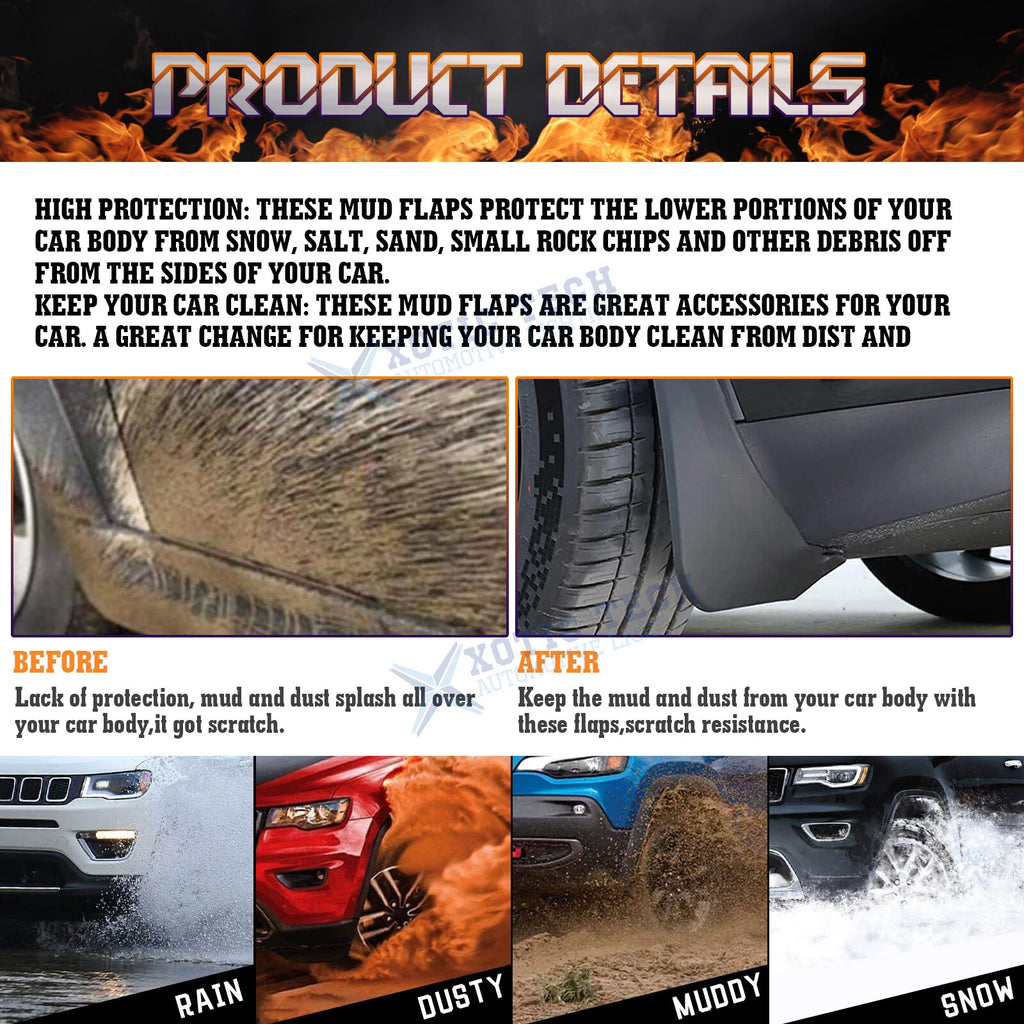 Front & Rear Mud Flaps Splash Fender Guard Kit for Honda CR-V (2007-2011)