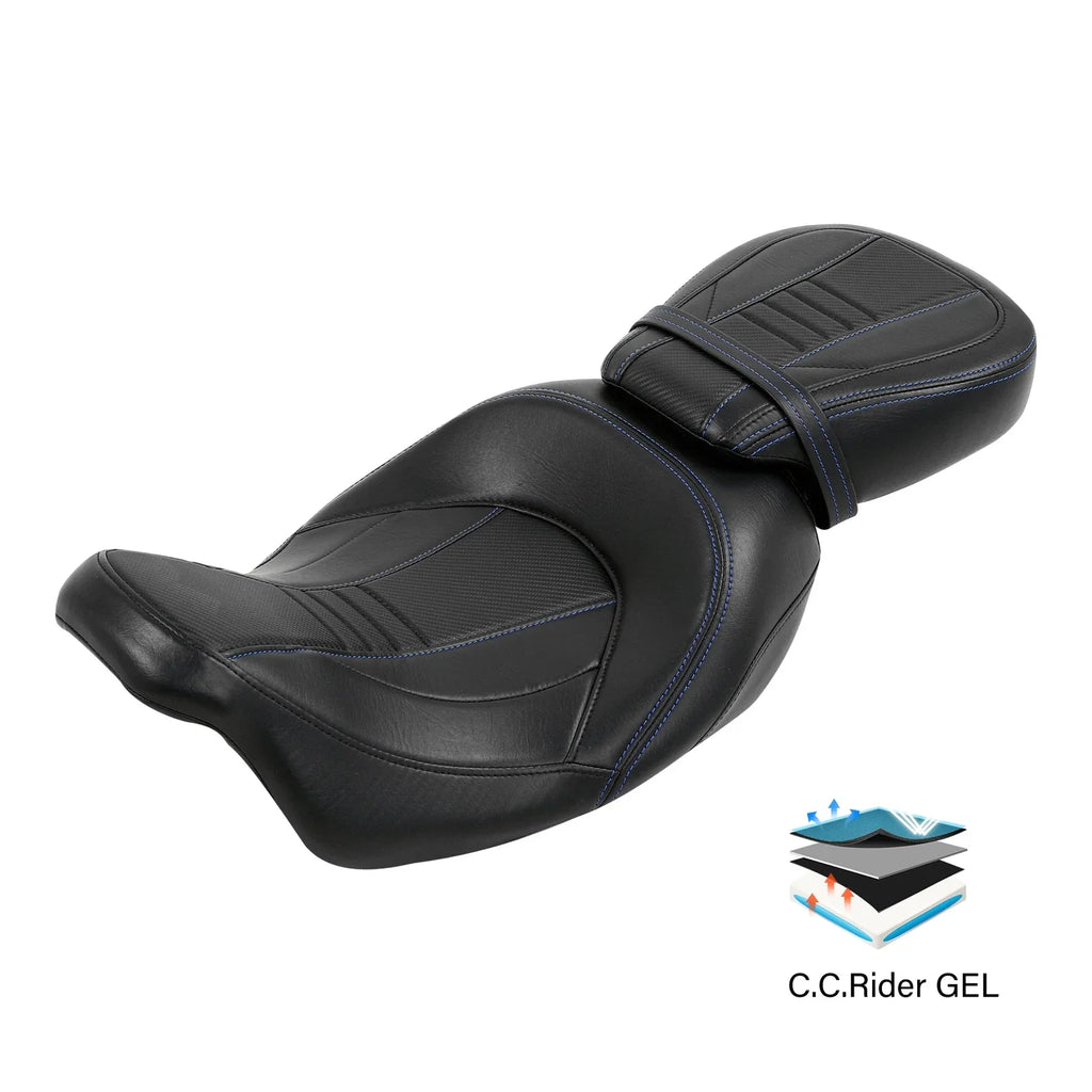 Gel Driver Passenger Seat for Harley Road King Touring Street Glide (2009-2023)