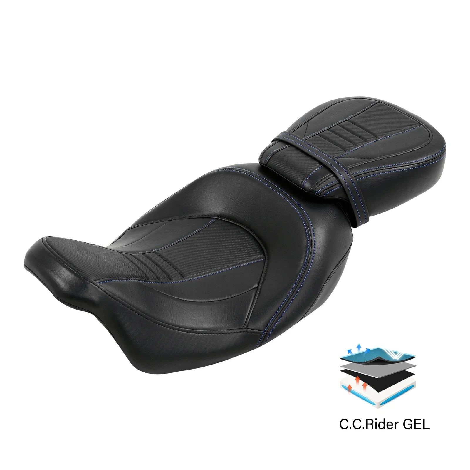 Gel Driver Passenger Seat for Harley Road King Touring Street Glide (2009-2023)