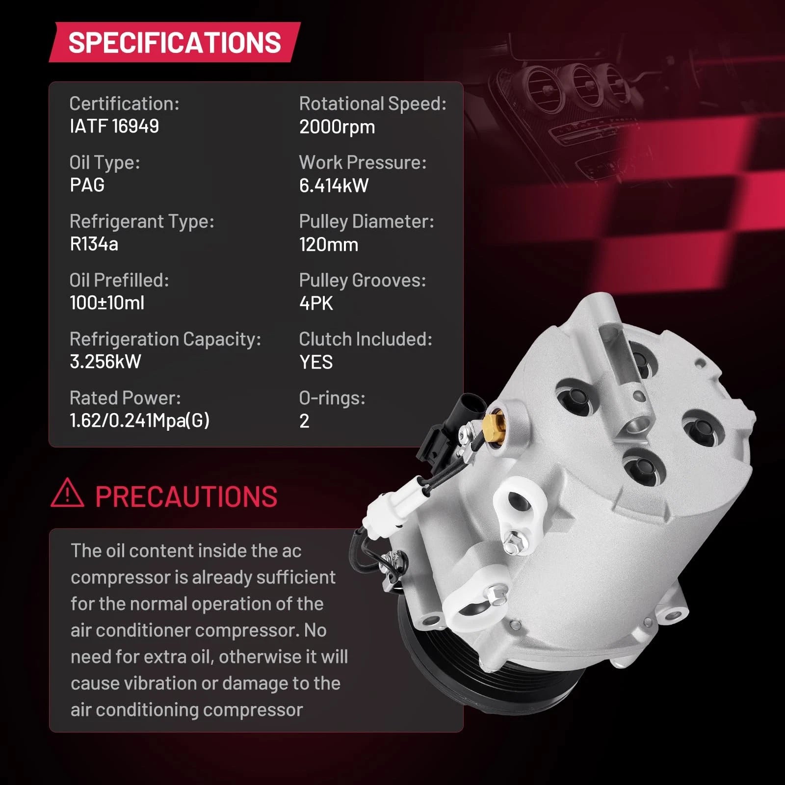 A/C Compressor for Mitsubishi Outlander (2007–2008) Lancer (2008–2009) 7813A328
