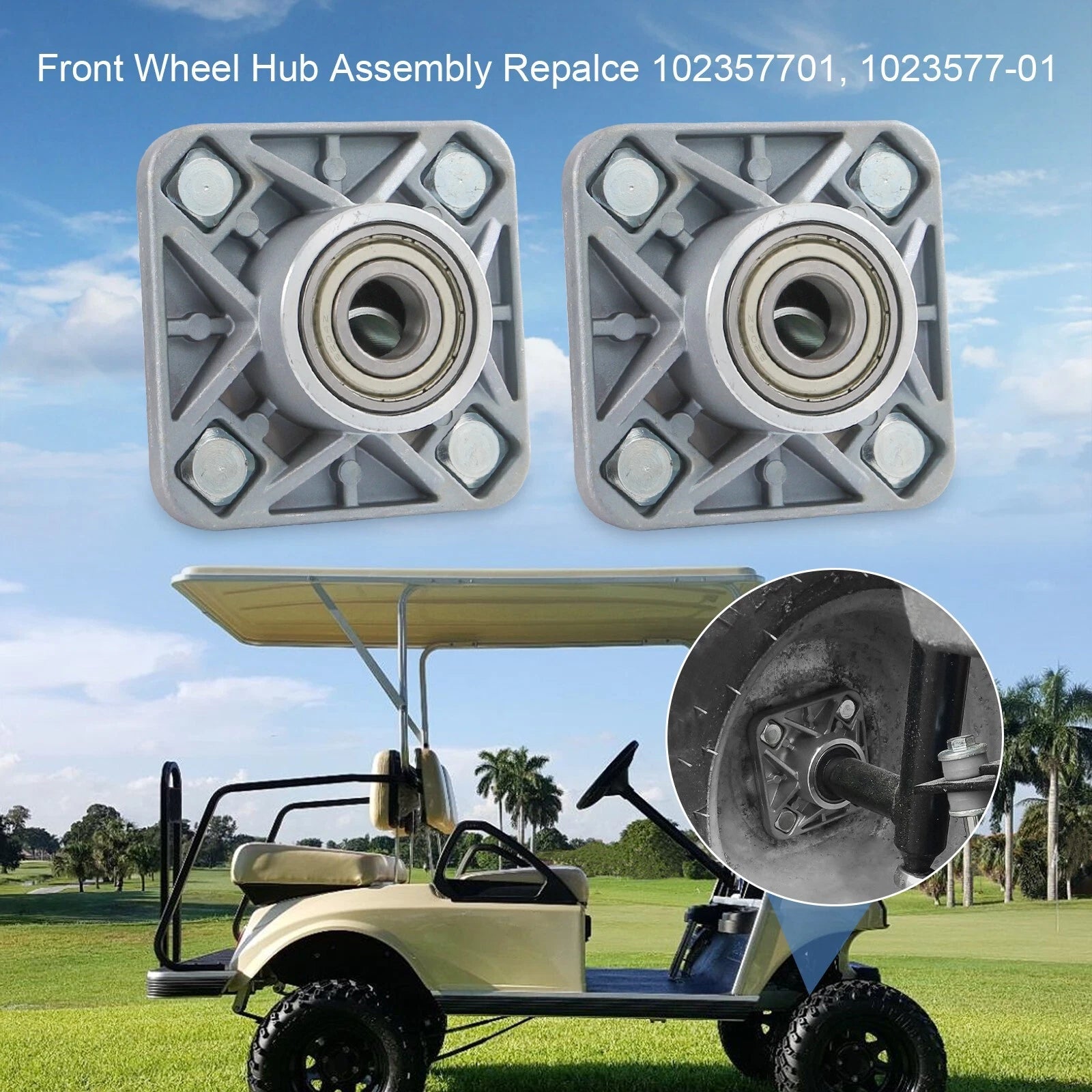 2X Front Wheel Hub Assembly for Club Car DS & Precedent (2004-2023)