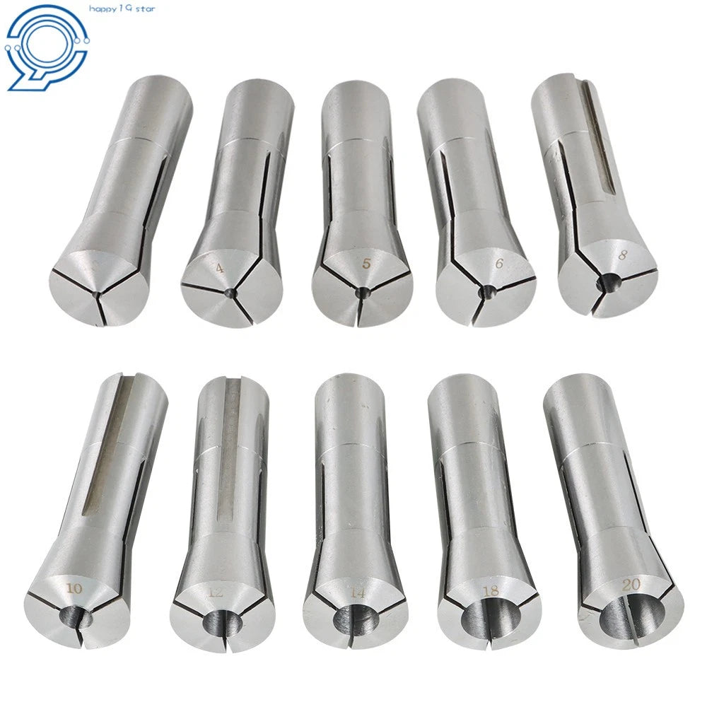10-Piece R8 Round Spring Collet Set for CNC Machines