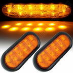 2X 10LED Amber Oval Stop Turn Tail Light for Trailer Truck (Flush Mount)