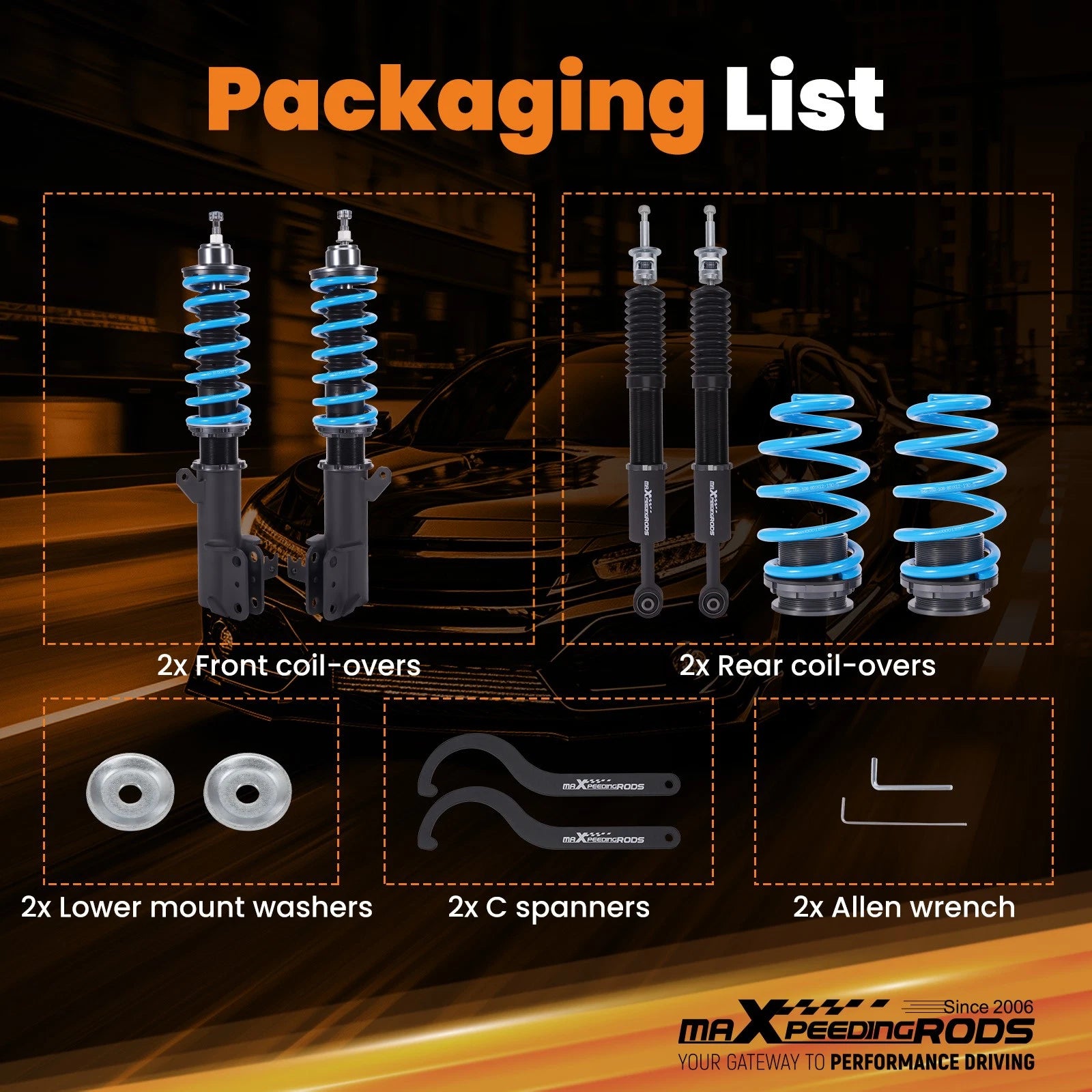 24-Step Damper Coilovers Suspension Lowering Kit for Honda CR-Z (2010-2016)
