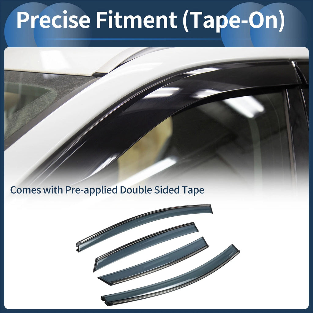 Set of 4 Window Deflectors for Ford Focus (2012–2018) Black Vent Visors