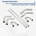8Pcs 3.5" OD Stainless Steel Mandrel Bend Exhaust Pipes for Universal