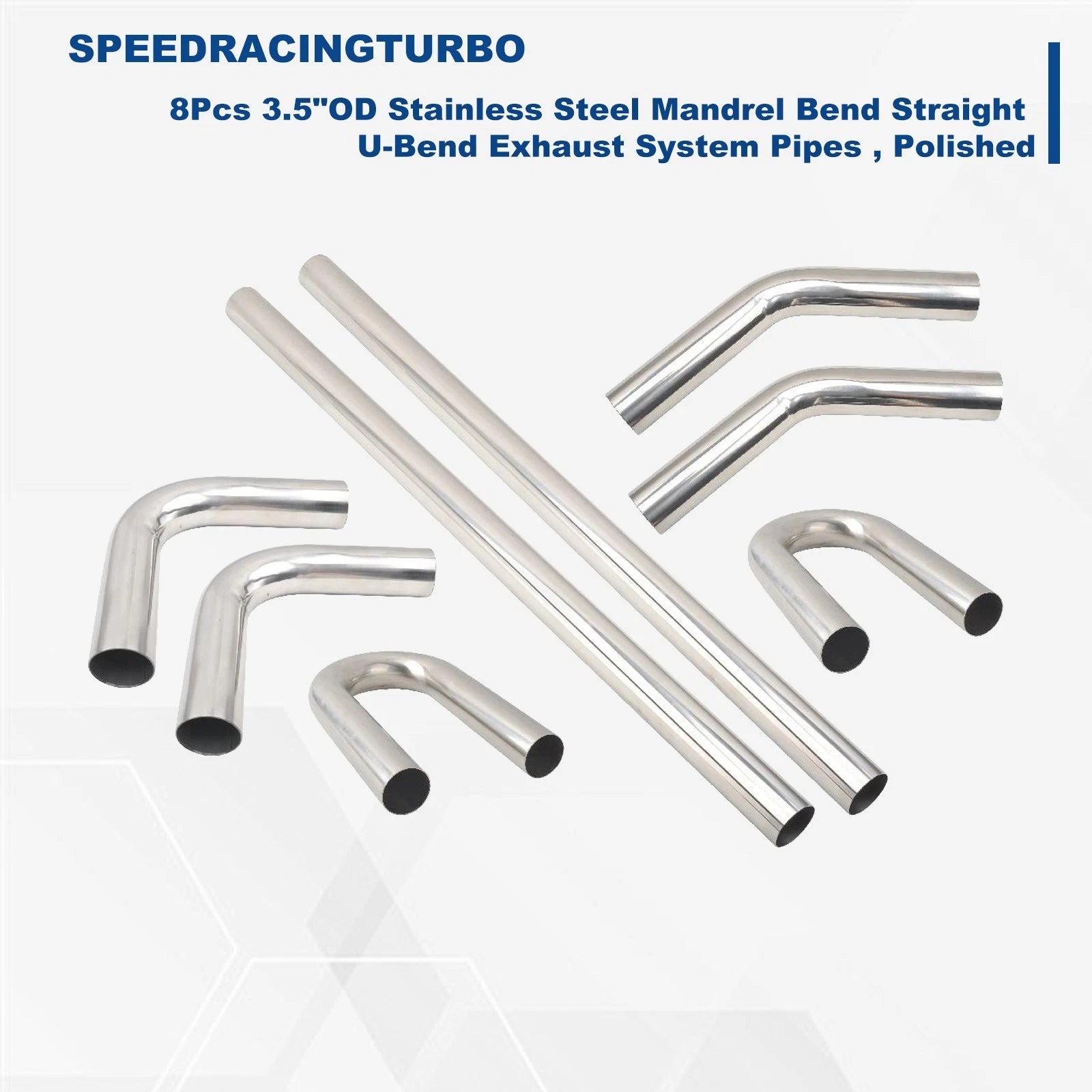8Pcs 3.5" OD Stainless Steel Mandrel Bend Exhaust Pipes for Universal
