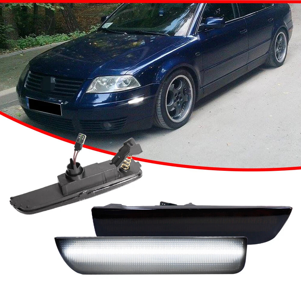 White LED Front Bumper Side Marker Lights for VW Passat (2001–2005)