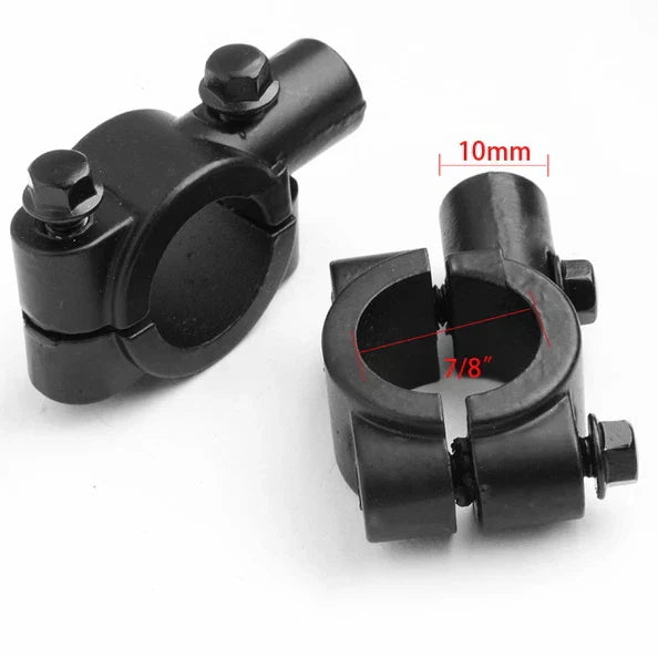 10mm Clamp On Mount Adapter for 22mm 7/8" Handlebar Custom Mirrors Black