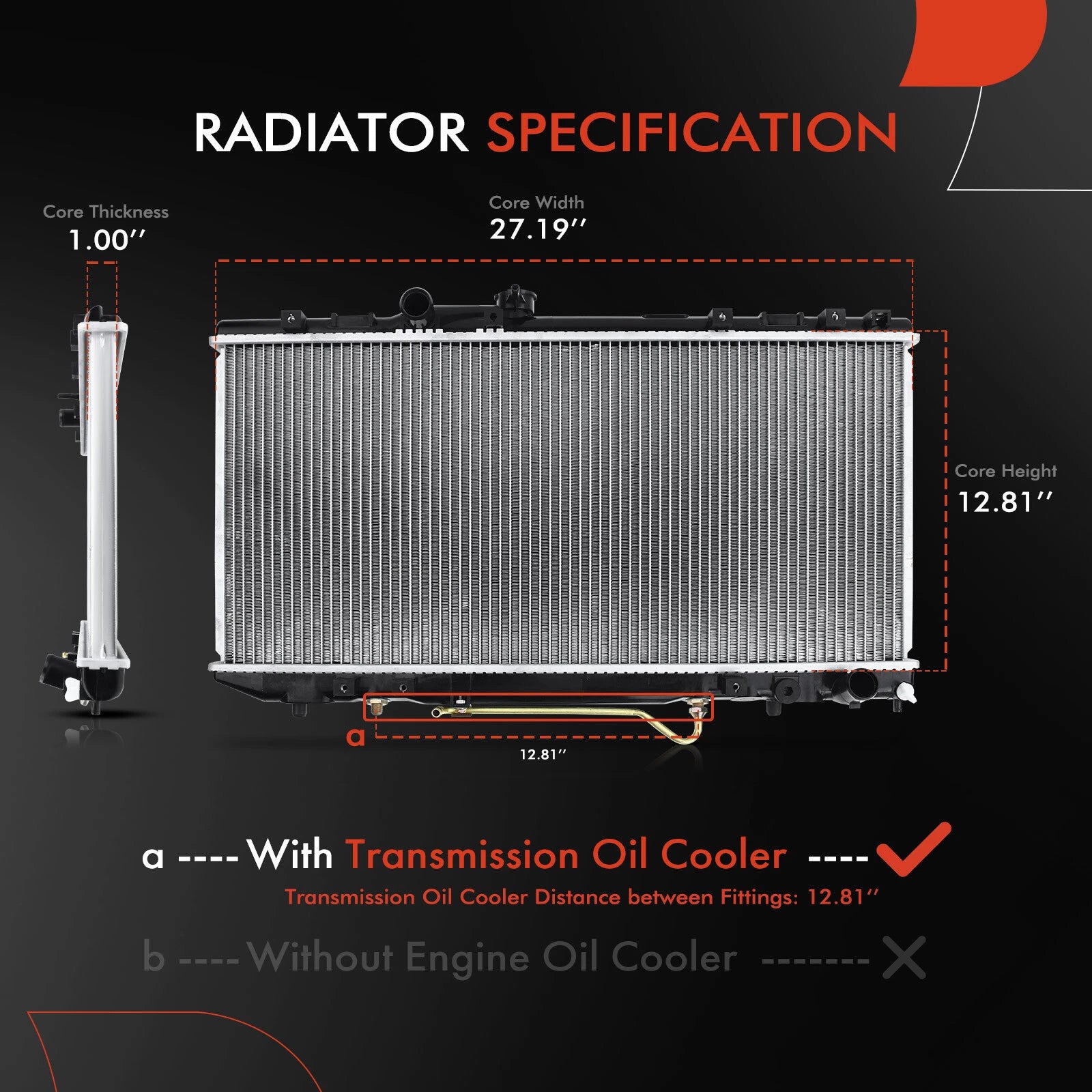 Radiator with Oil Cooler for Toyota Celica (1990–1993) 2.0L 2.2L Automatic