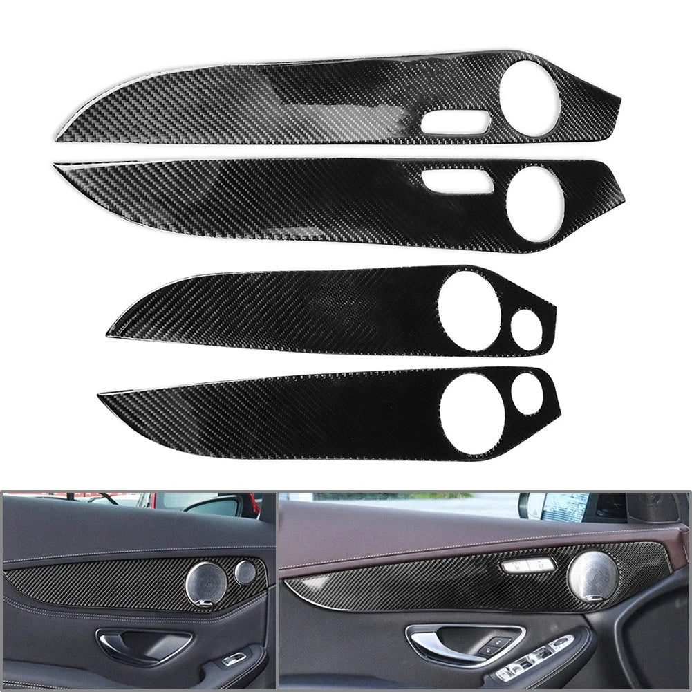 Interior Door Panel Cover Trim for Mercedes GLC Class X253 (2016–2021) Carbon Fiber Black