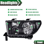 Clear Black Headlights for Toyota Tundra, Sequoia (2007–2017)