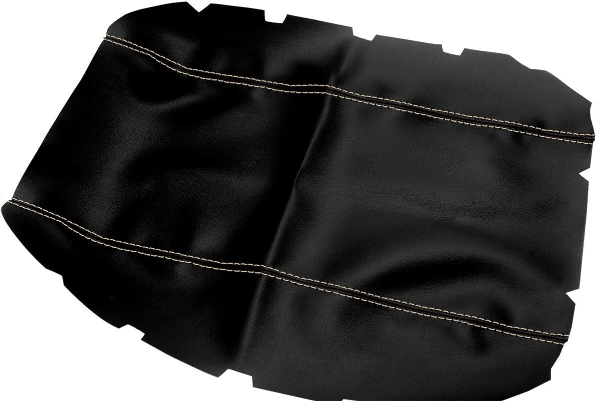 Leather Console Lid Armrest Cover for Ford Expedition (2003–2006) Beige Stitch