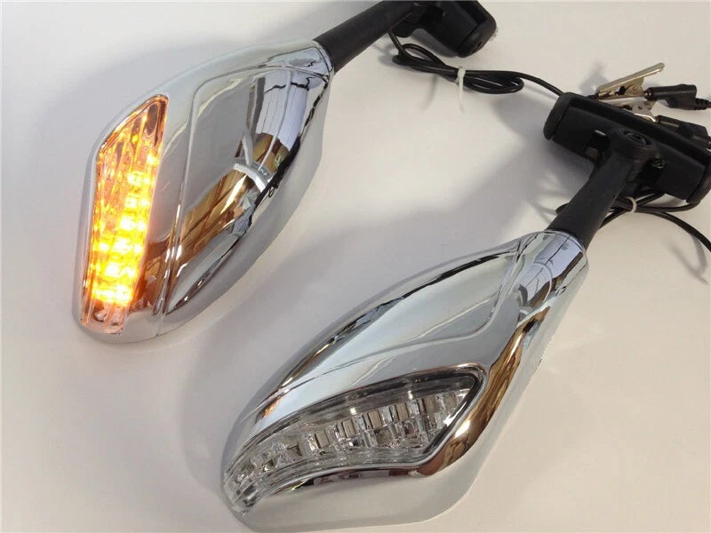Chrome LED Mirror Lights for Kawasaki Ninja 500 636 ZX6R ZX750 ZX7R ZX9R Z750S 250R