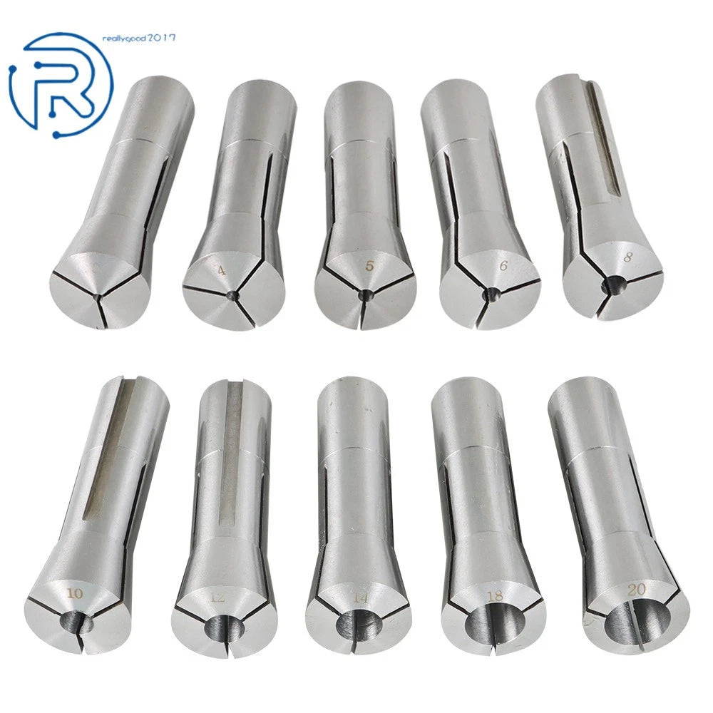 10 Piece R8 Round Spring Collet for CNC Machines 