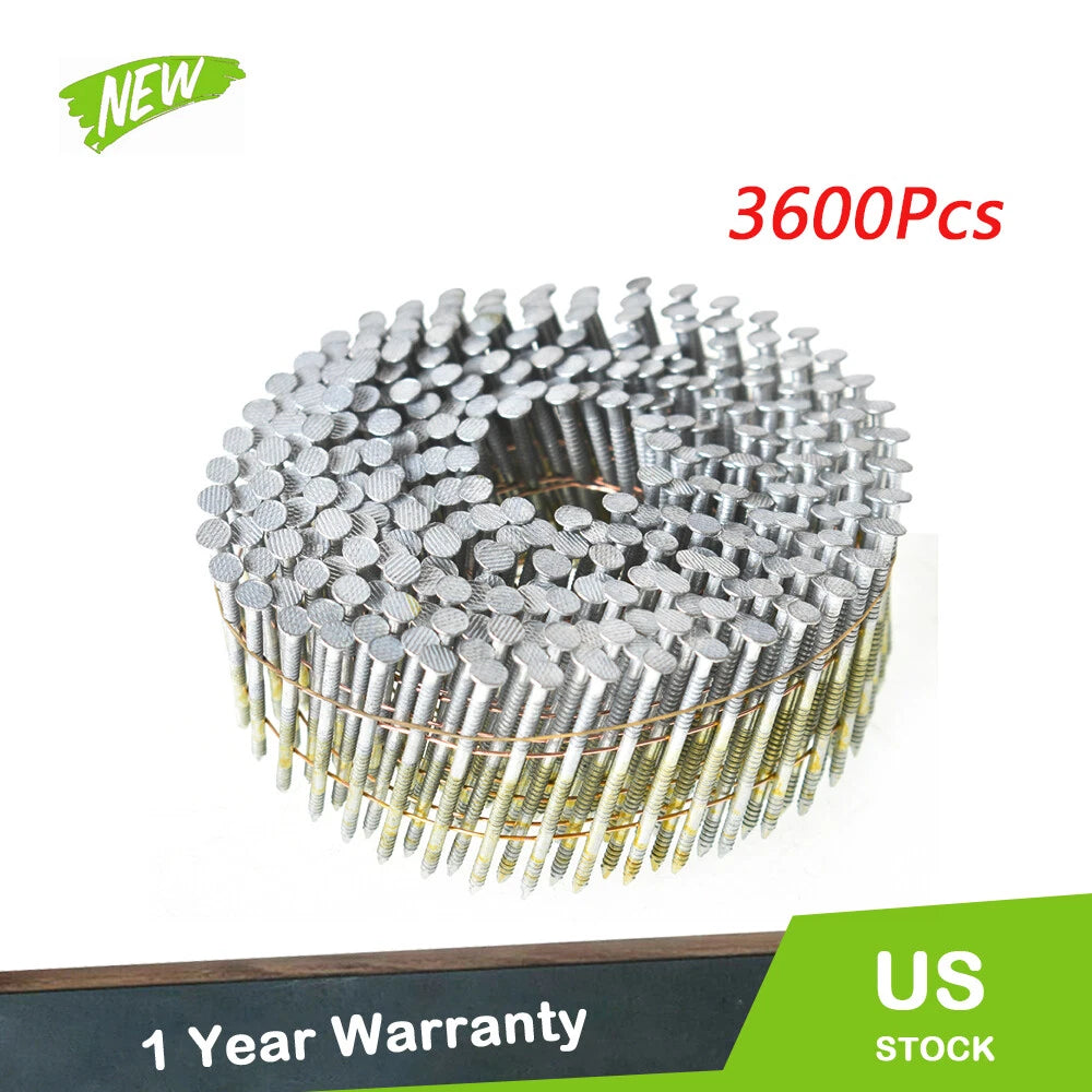 Set of 3600 Siding Nails for Collated Wire Coil 15 Degree