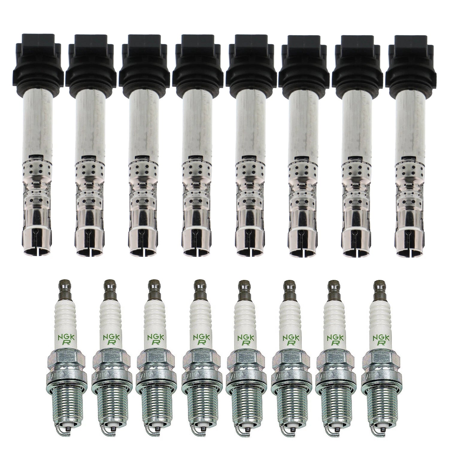 Set of 8 Ignition Coils & NGK V-Power Spark Plugs for Passat A8 Quattro