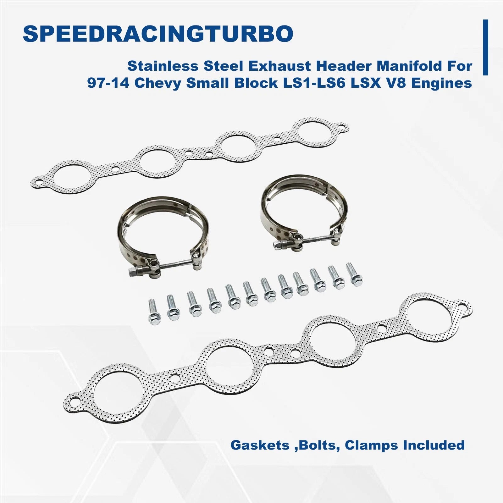 Exhaust Header for Chevy Small Block V8 LS1 LS2 LS3 LS6 LSX (1997–2014) 2pcs