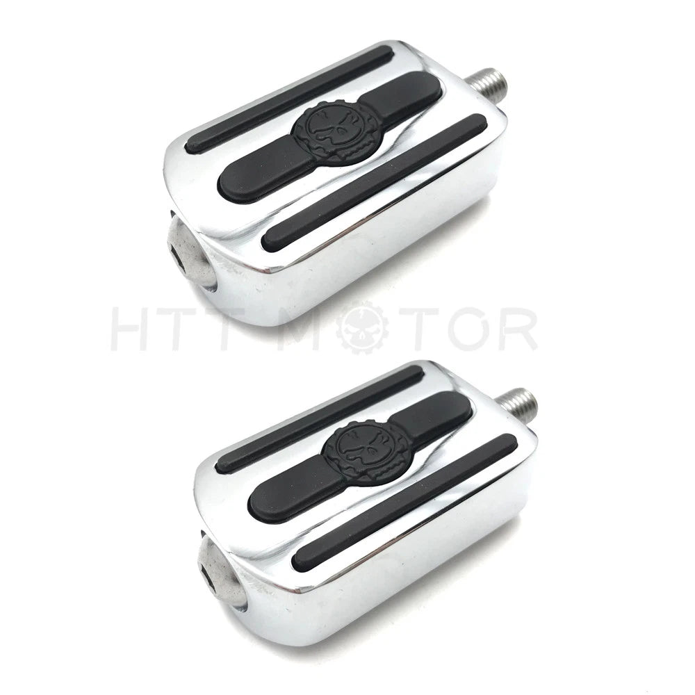 2X Chrome Gear Furious Skull Shifter Peg Toe Heel Rest Peg for Harley 1984–2017