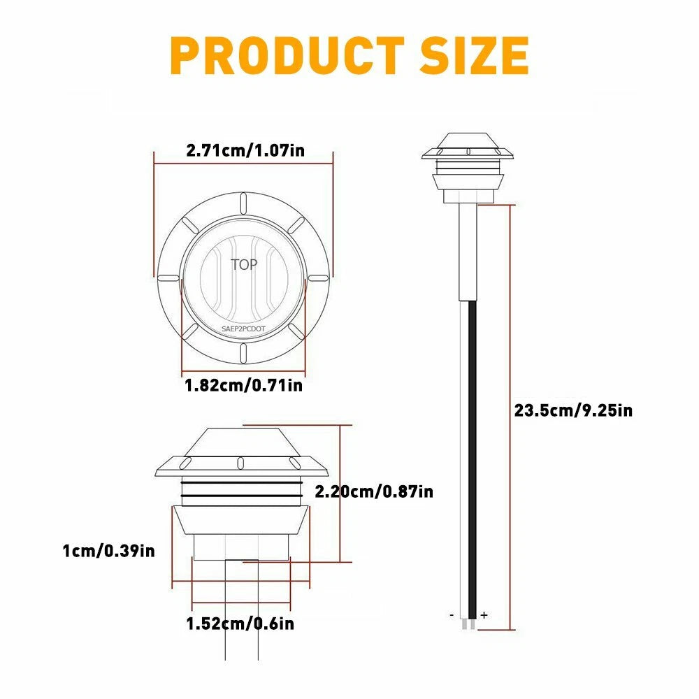 10X LED Side Marker Lights for Truck Trailer (Round)