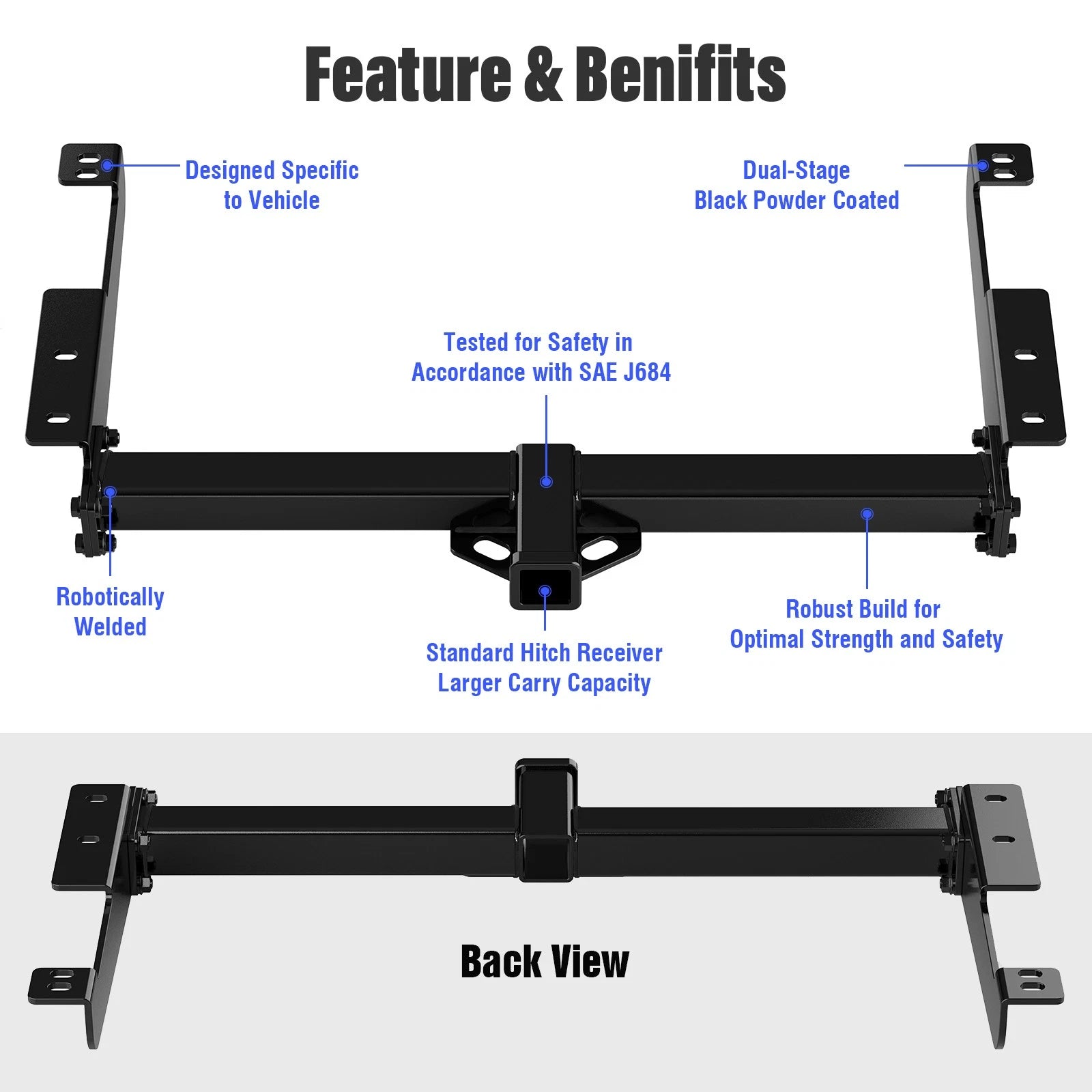 Towing Hitch Receiver Class 3 for Chevrolet Express 2500/GMC Savana 2500 (2003–2023)
