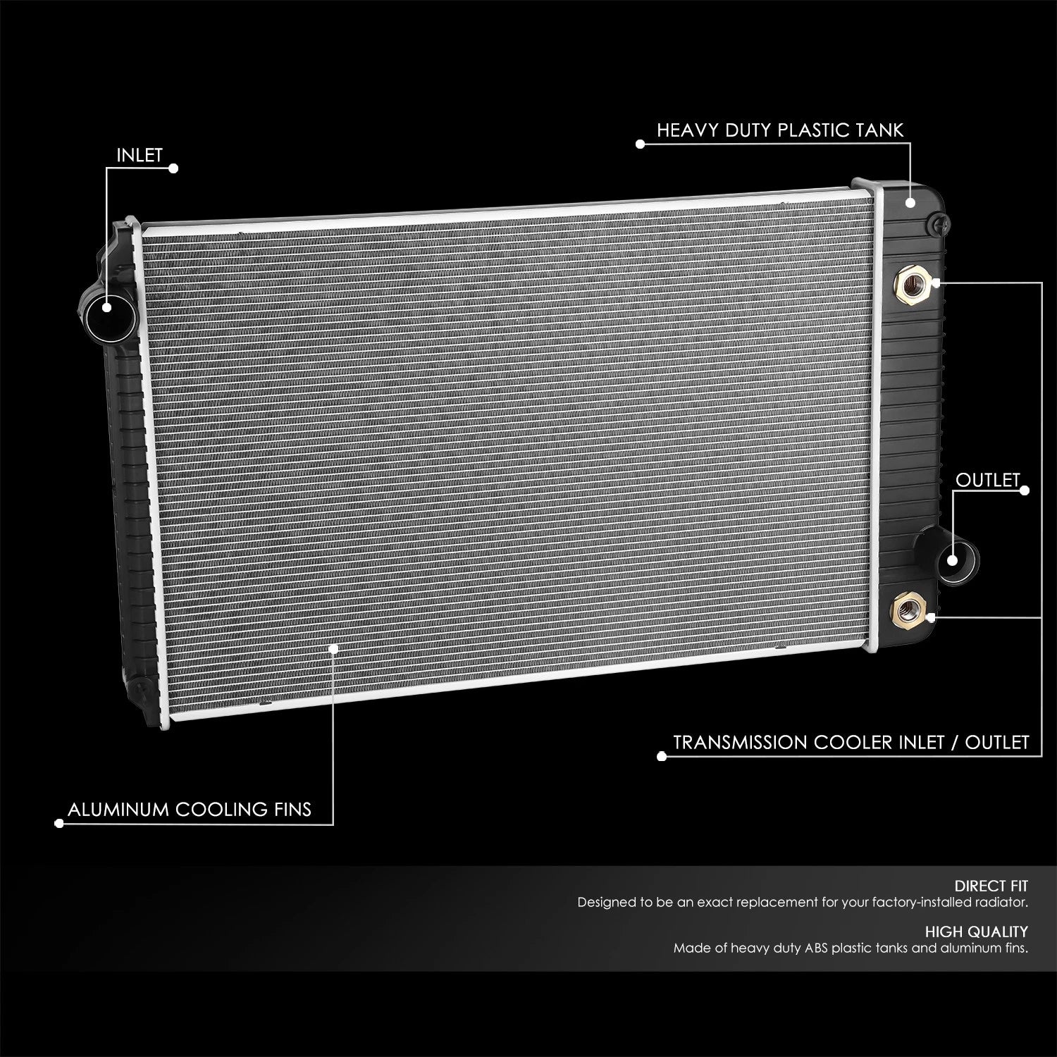 2-Row Aluminum Core Racing Radiator for International 7300 7400 7500 7600 (2002–2007)