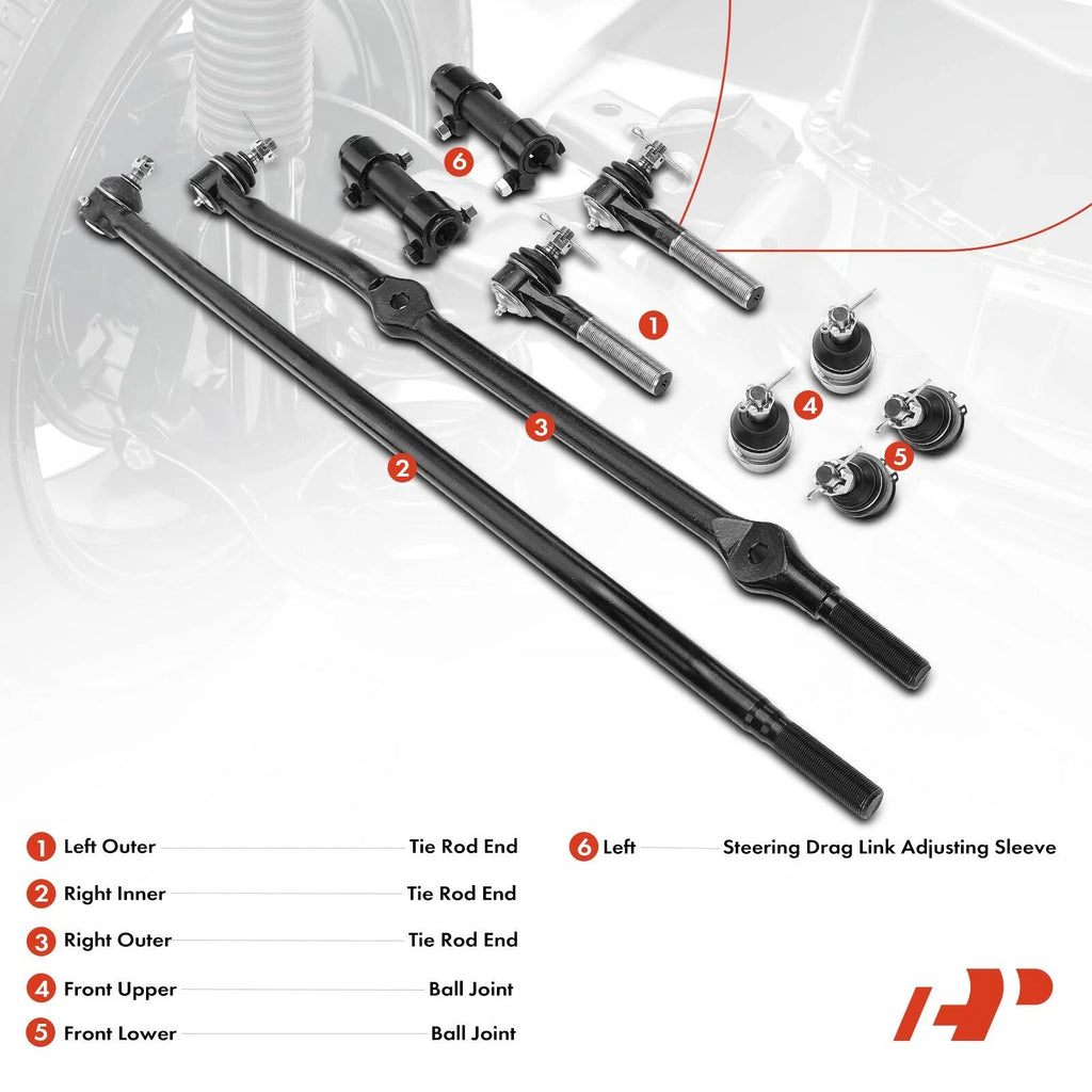 10x Front Ball Joints & Tie Rod Ends for Jeep Grand Cherokee (1993–1998)