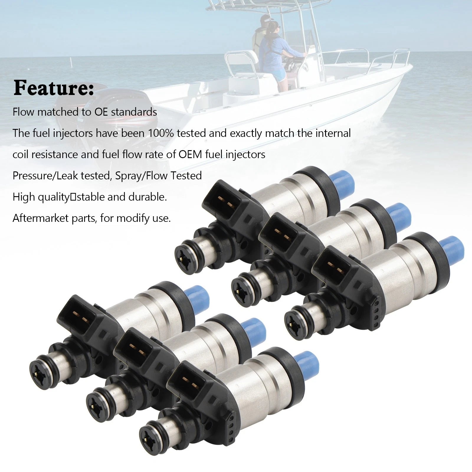 Set of 6 Fuel Injectors for Mercury Outboard 150-300 HP (1998–2005)