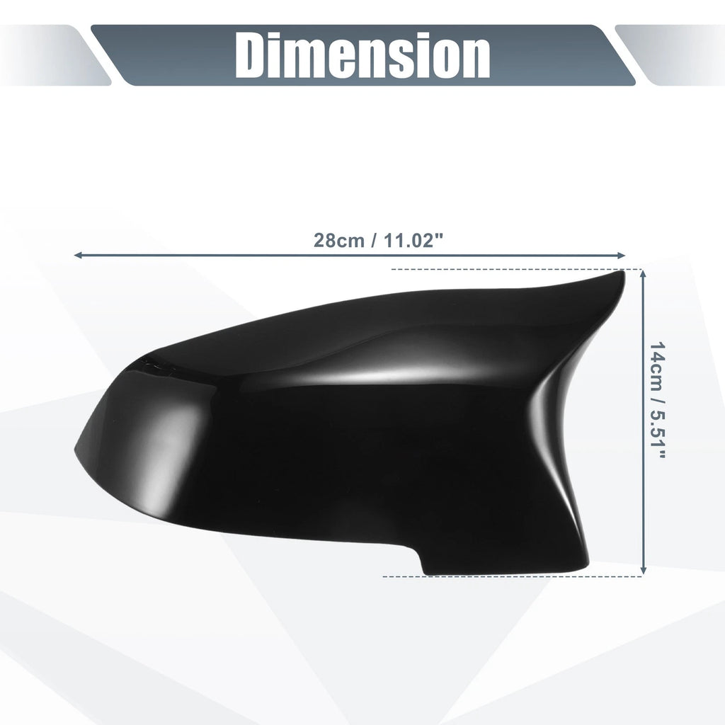 Pair Rearview Mirror Cover Cap Gloss Black for BMW F10 F18 (2011–2017)