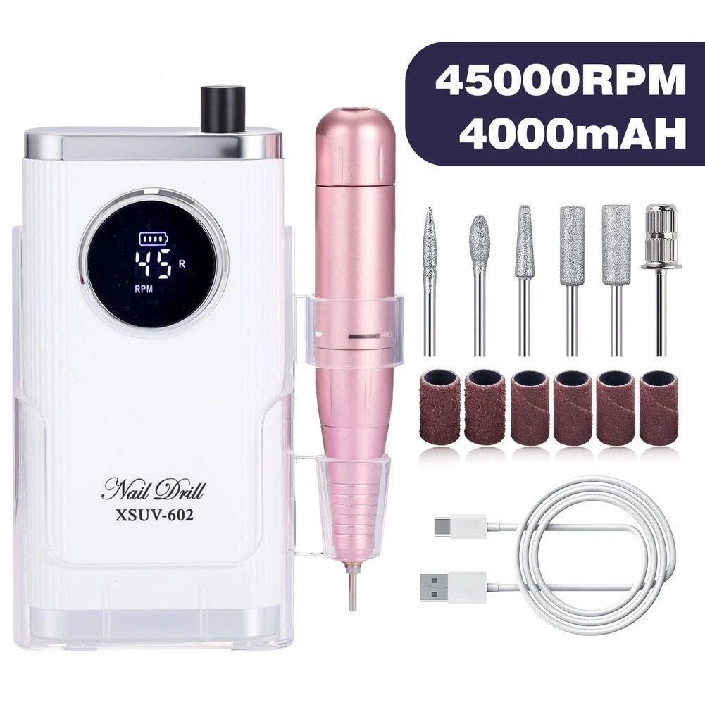 Nail Drill for Professional Use (45000 RPM, 4000mAh Battery)