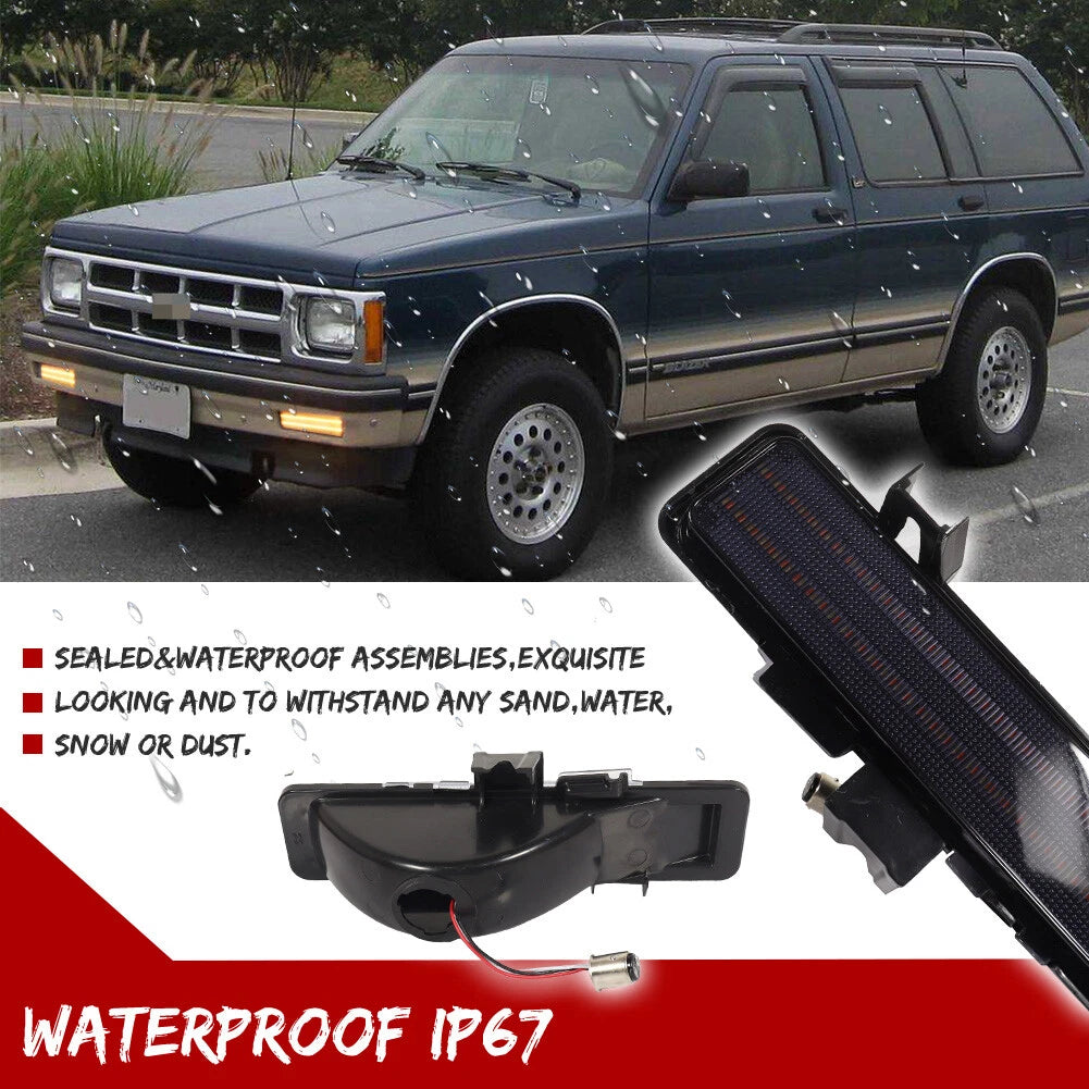 2X Smoke Lens Switchback LED DRL Turn Signal Light for Chevy S10 Blazer