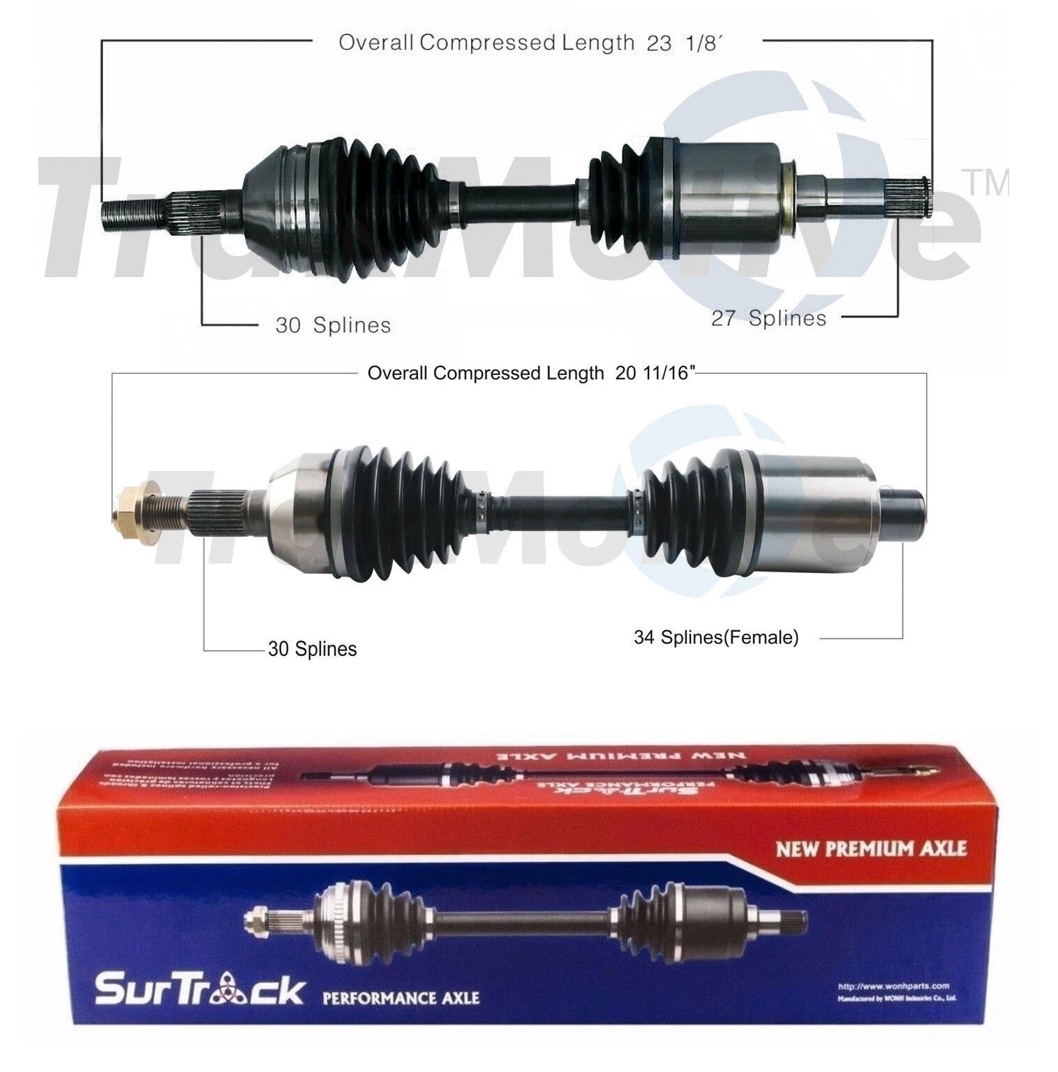 Set of 2 Front CV Axle Shafts for Chevrolet Malibu (2008–2012) 6T70 FWD