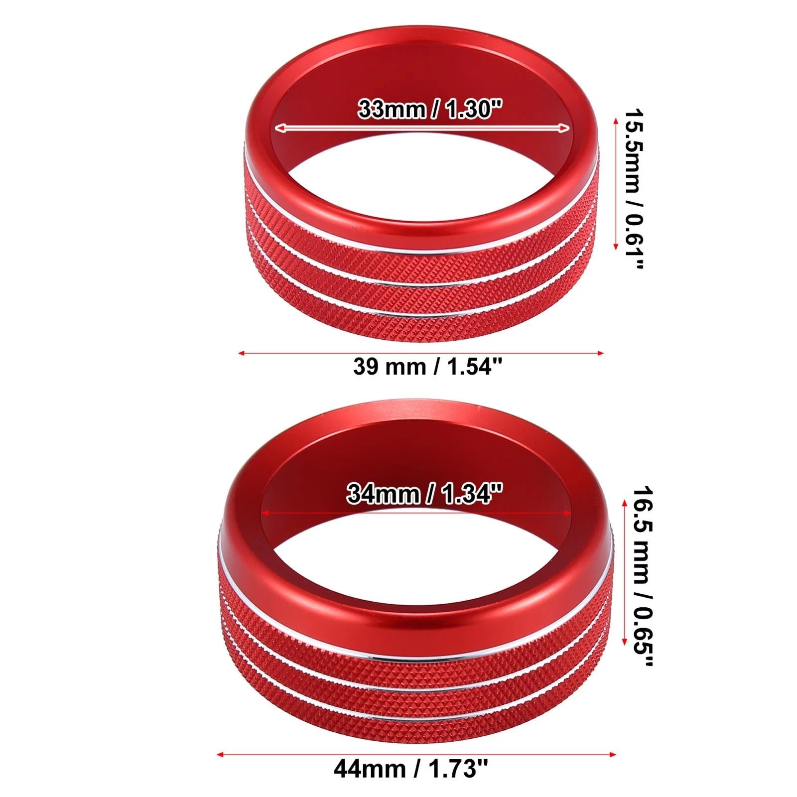 Set of 2 Headlight Switch Knob Trim Covers for Dodge Ram (2018–2020) Red